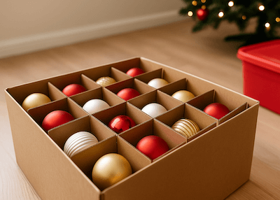 cardboard stoarage container for ornaments