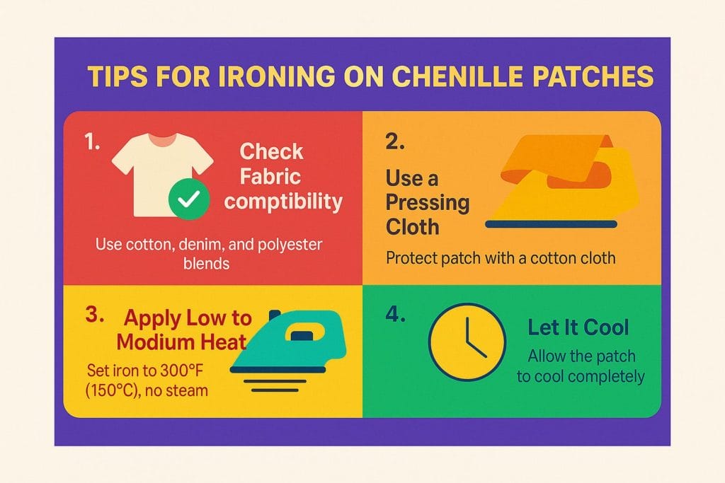 info graph iron on chenille patch