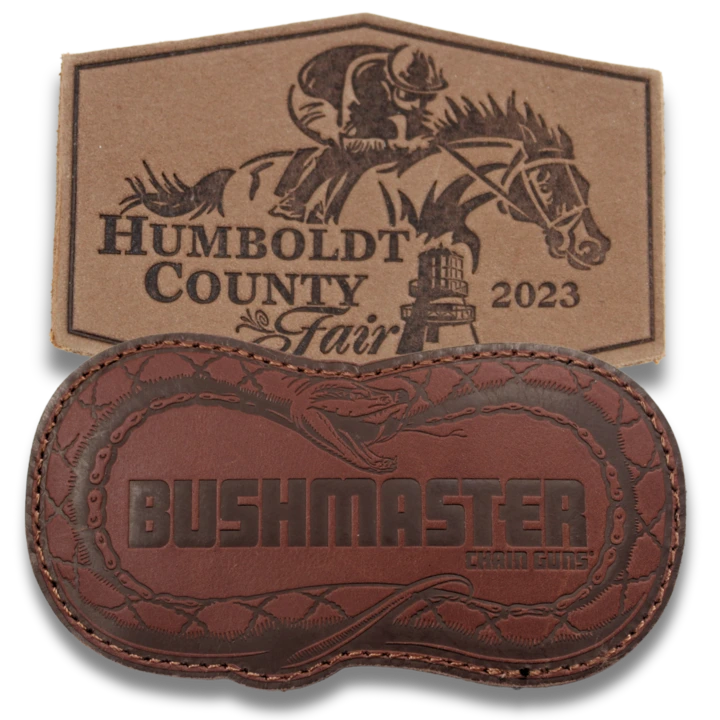 two leather custom cowboy patches