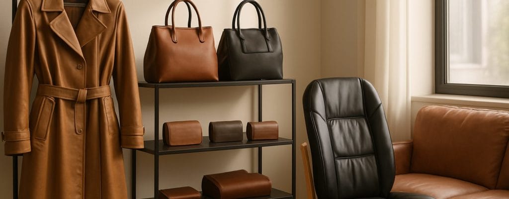 group of leather goods